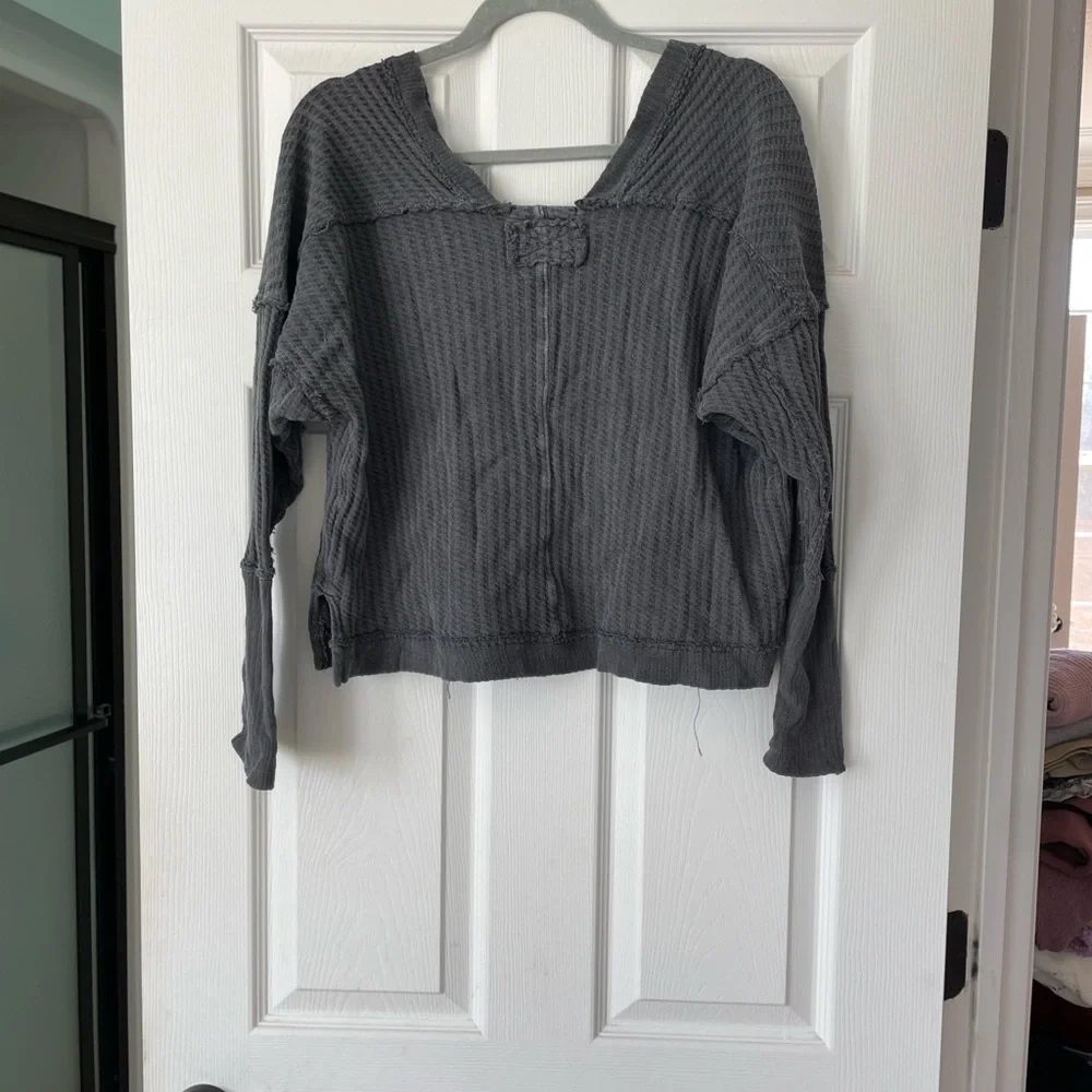 We The Free Charcoal Crew Neck Top S - Picture 4 of 4